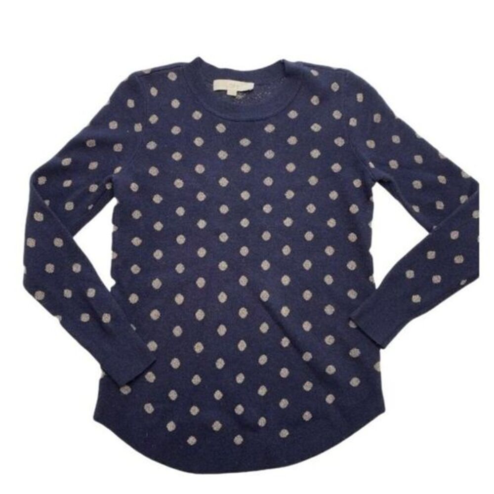 LOFT Blue Gold Crew Neck Wool Blend Sweater XS‎